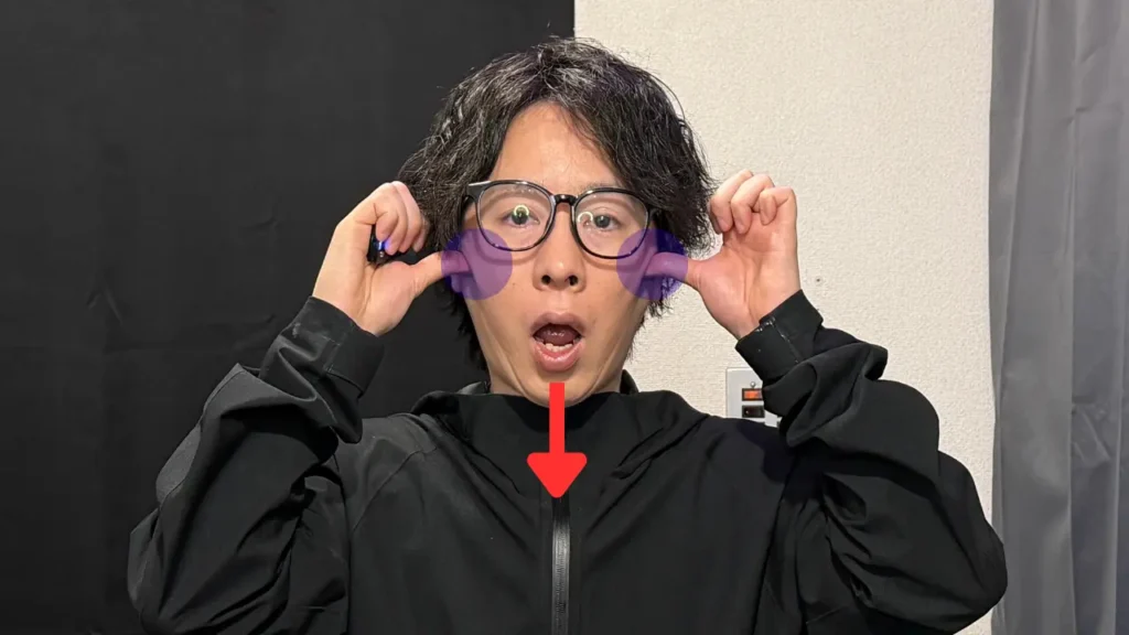 咬筋のセルフストレッチ2