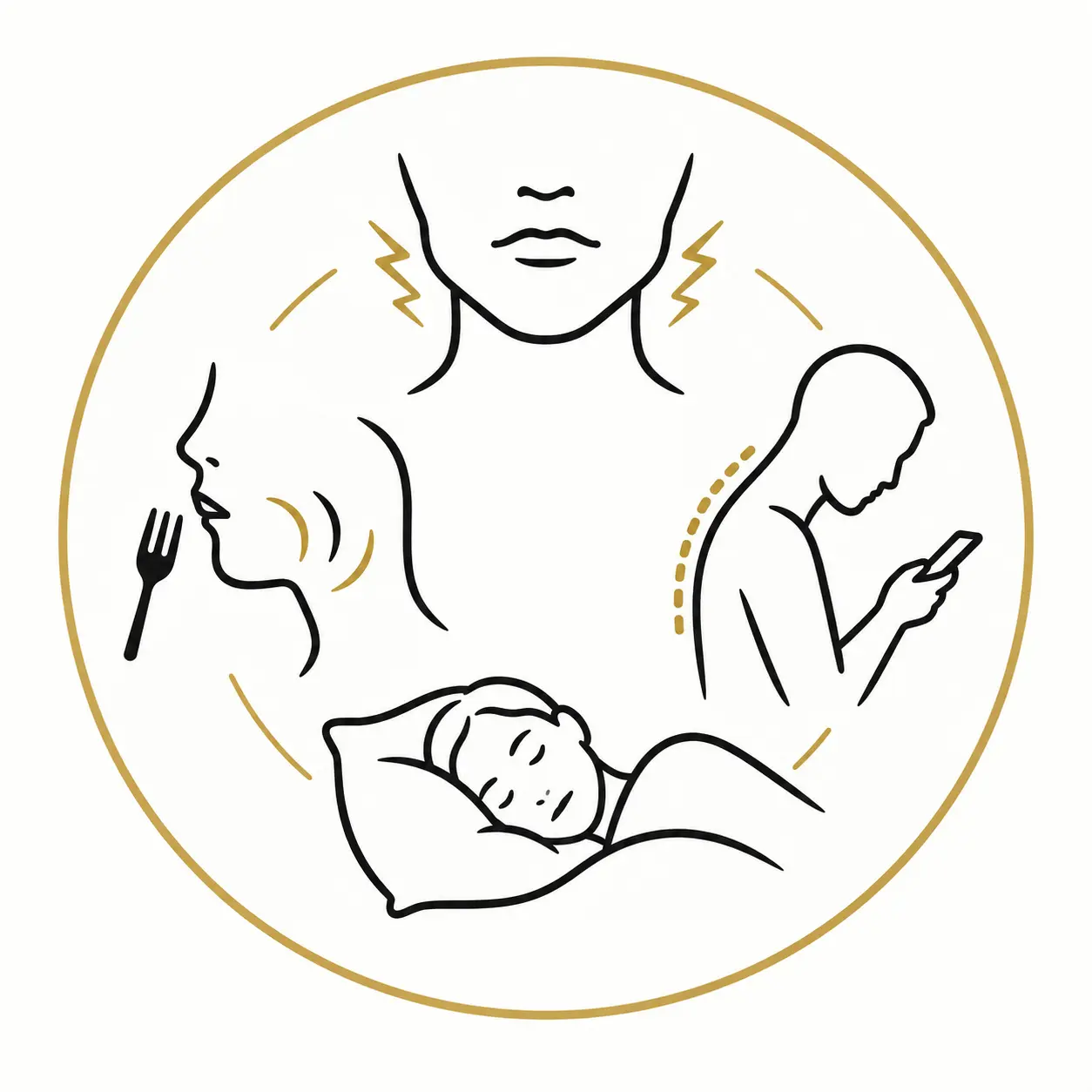 噛み方や睡眠など生活習慣を示す線画