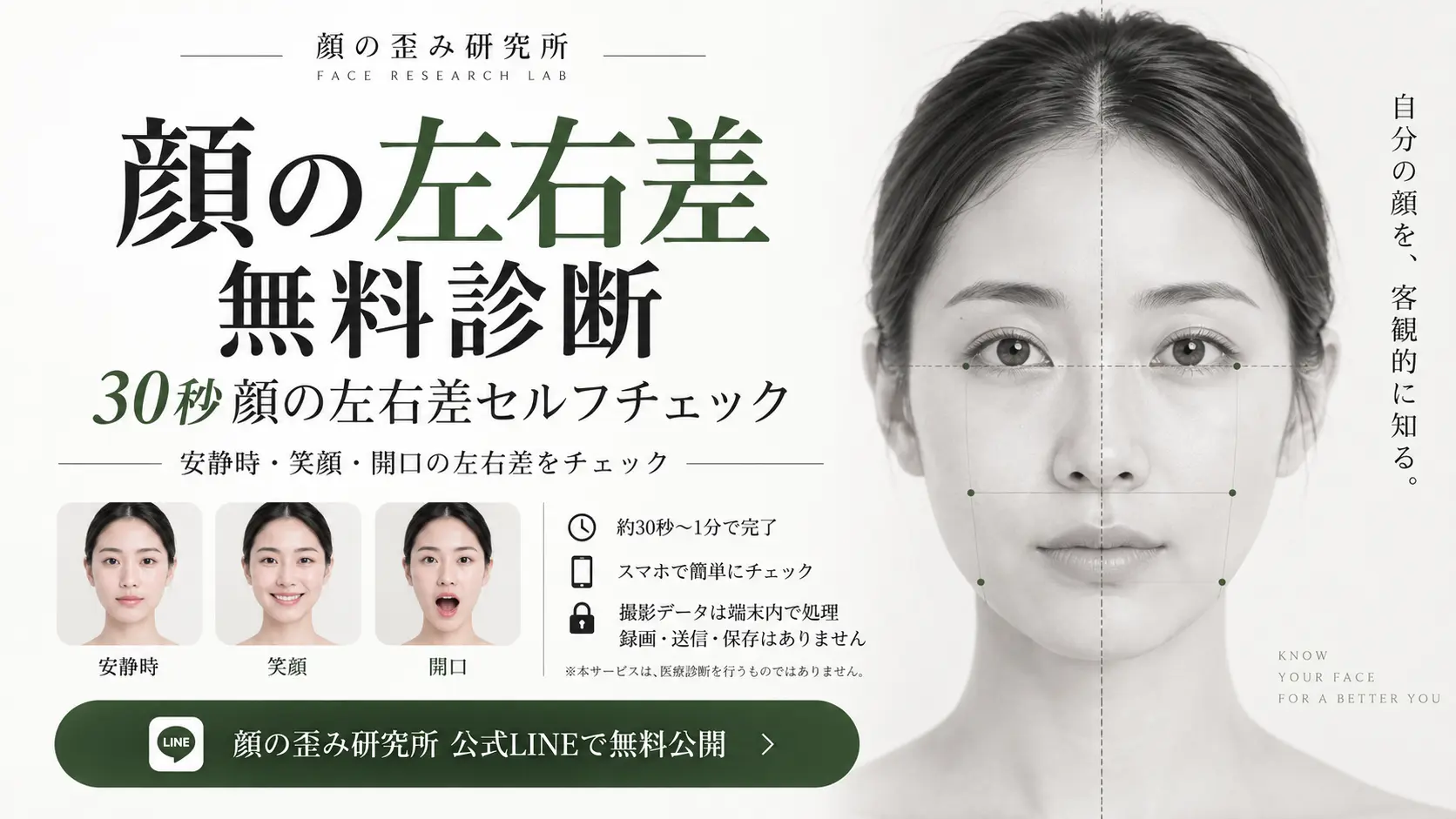 顔の歪み/左右差無料診断（セルフチェック）