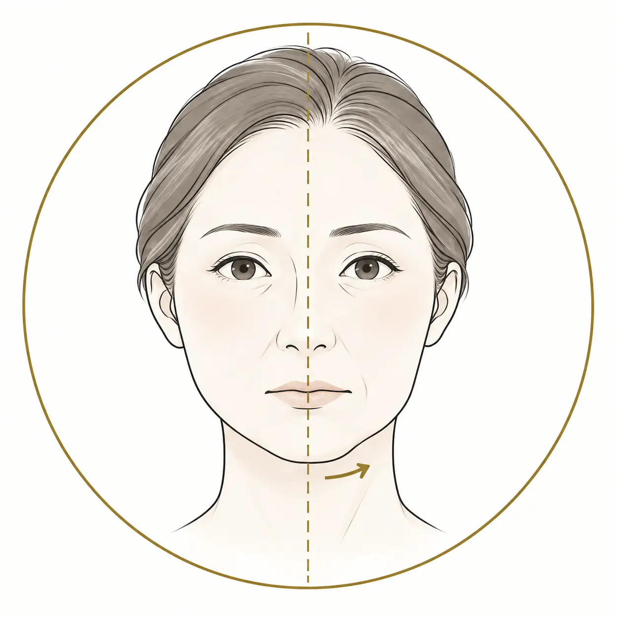 顎先が片側に寄って見える悩みを表したイラスト