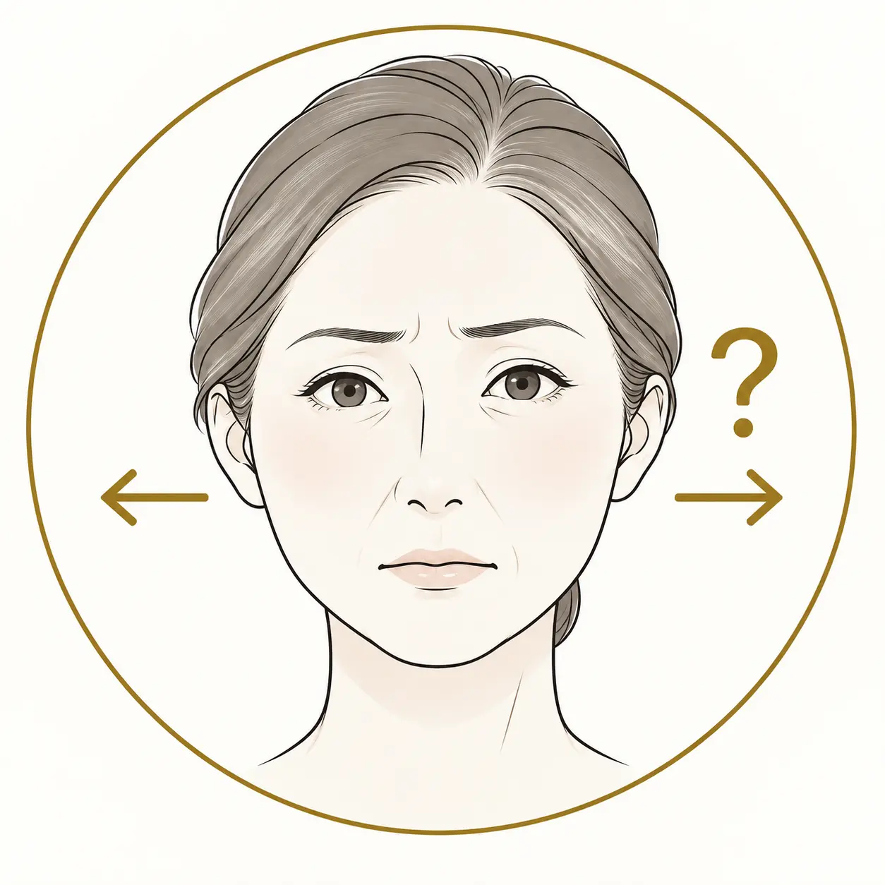 自分の顔に必要なケアが分からず悩む様子を表したイラスト